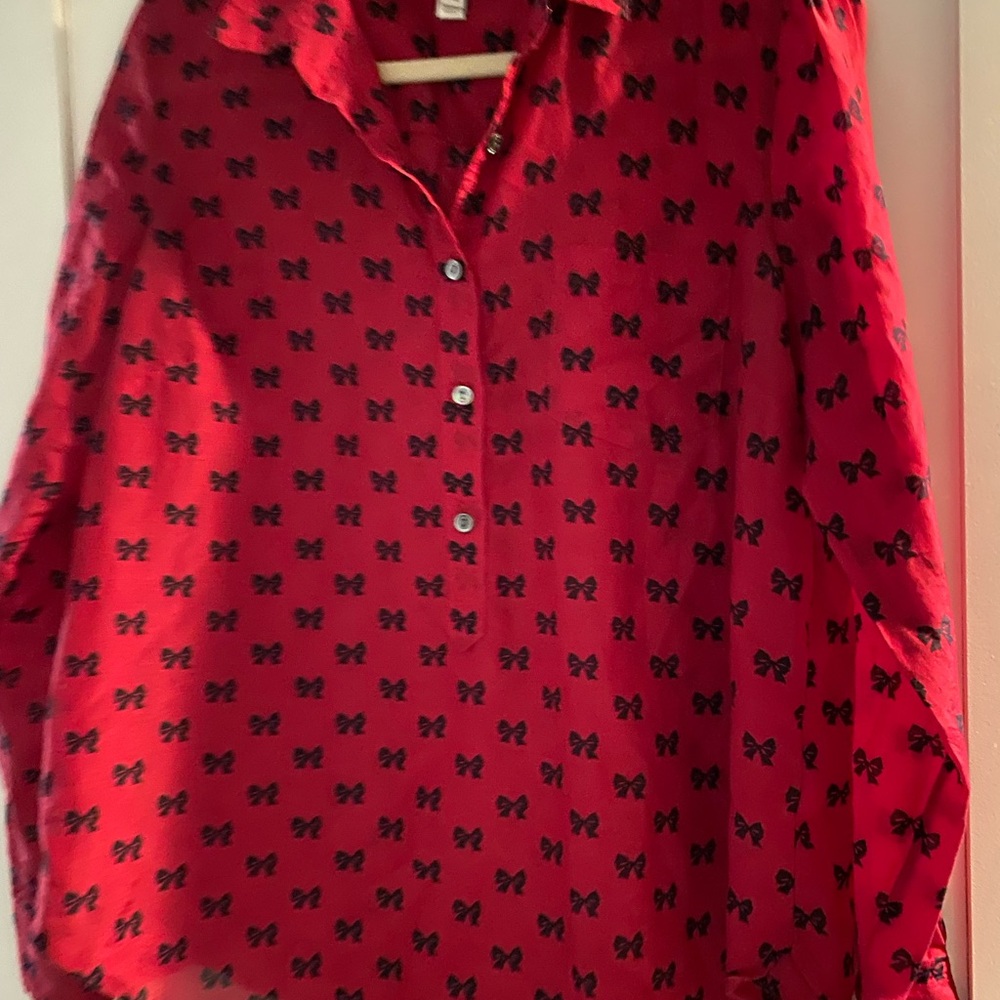 Red Shirt with Black Bow Pattern